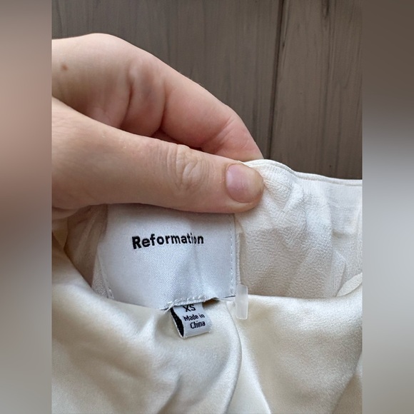 Reformation Joana Silk Dress in Fior Di Latte - Picture 7 of 9